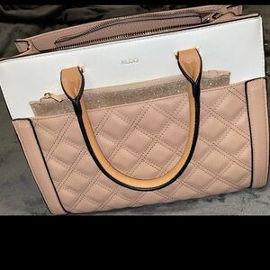 Aldo Tan and White Quilted Purse